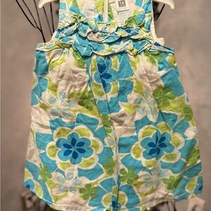 Floral Sleeveless Dress in Blue and Green